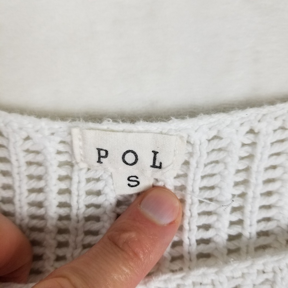 POL Star Open Knit Sweater Womens Small White UST200 Oversized Crochet Boho - Picture 3 of 7